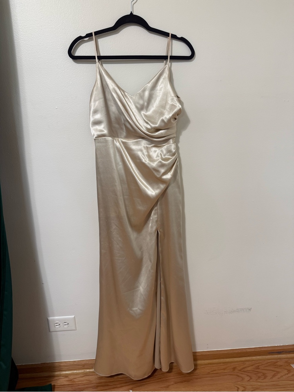 Birdy Grey Champagne Satin Cowl Slip Maxi Dress